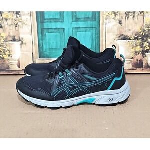 ASICS Gel Venture 8 Womens Size 9.5 Shoes Black Teal Trail Running Shoe 1012B230